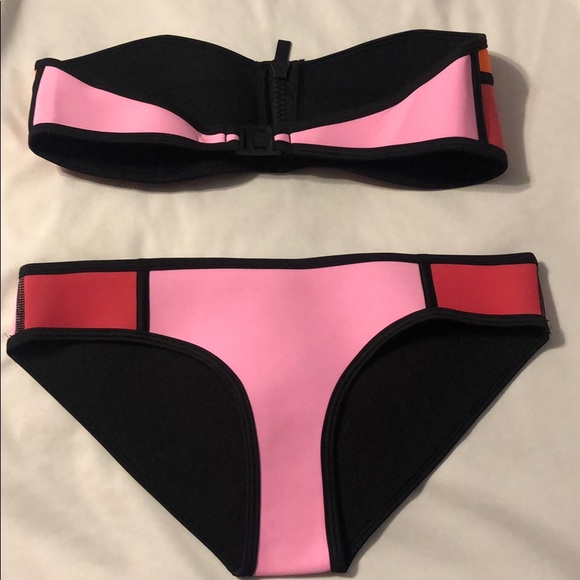 Colorblock Bandeau Bikini Set - Picture 3 of 5